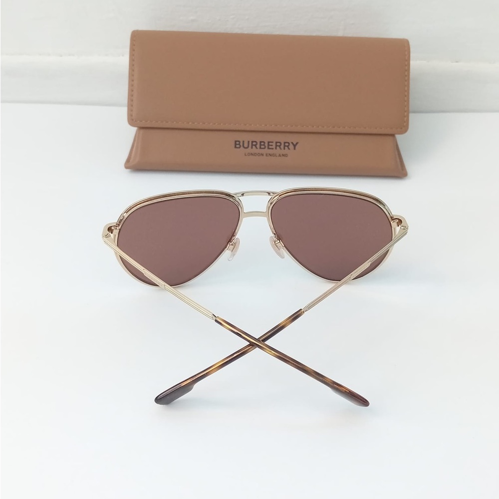 New - Burberry BE3135 110973 Scott Pilot Dark Brown Sunglasses - Picture 10 of 15